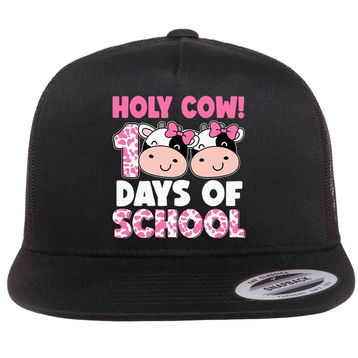 Holy Cow 100 Days Of School Teachers Students Flat Bill Trucker Hat