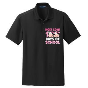 Holy Cow 100 Days Of School Teachers Students Dry Zone Grid Polo