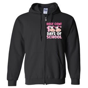 Holy Cow 100 Days Of School Teachers Students Full Zip Hoodie