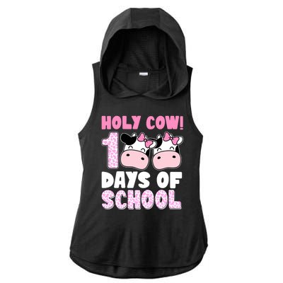 Holy Cow 100 Days Of School Funny Cute Ladies PosiCharge Tri-Blend Wicking Draft Hoodie Tank