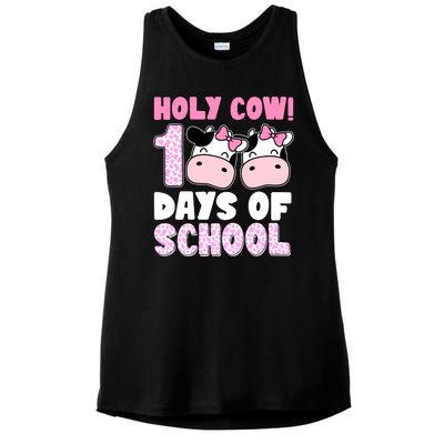 Holy Cow 100 Days Of School Funny Cute Ladies PosiCharge Tri-Blend Wicking Tank