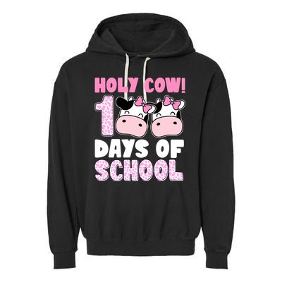 Holy Cow 100 Days Of School Funny Cute Garment-Dyed Fleece Hoodie