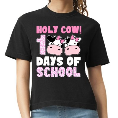 Holy Cow 100 Days Of School Funny Cute Comfort Colors Boxy T-Shirt