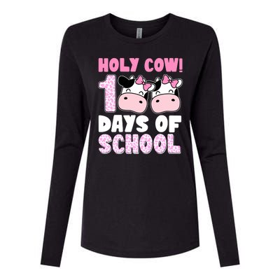 Holy Cow 100 Days Of School Funny Cute Womens Cotton Relaxed Long Sleeve T-Shirt