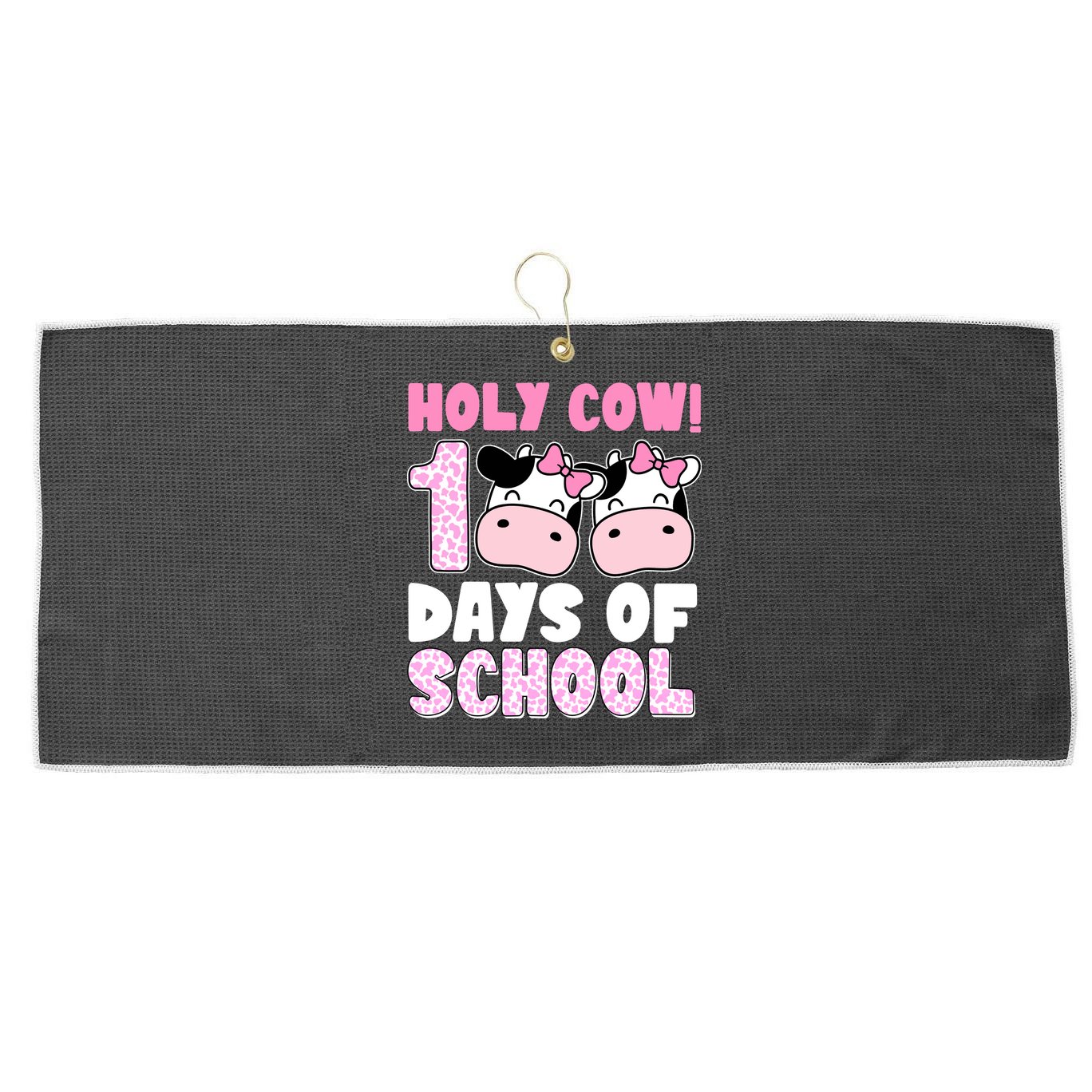 Holy Cow 100 Days Of School Funny Cute Large Microfiber Waffle Golf Towel