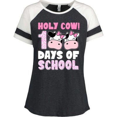 Holy Cow 100 Days Of School Funny Cute Enza Ladies Jersey Colorblock Tee