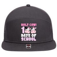 Holy Cow 100 Days Of School Funny Cute 7 Panel Mesh Trucker Snapback Hat