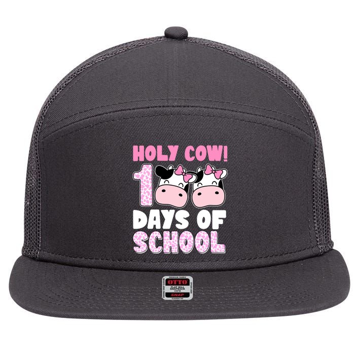 Holy Cow 100 Days Of School Funny Cute 7 Panel Mesh Trucker Snapback Hat