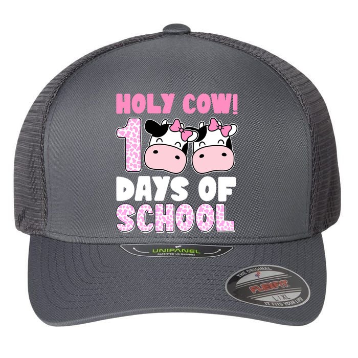 Holy Cow 100 Days Of School Funny Cute Flexfit Unipanel Trucker Cap