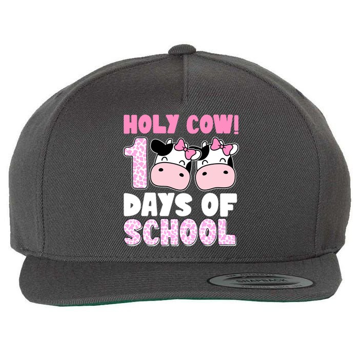 Holy Cow 100 Days Of School Funny Cute Wool Snapback Cap