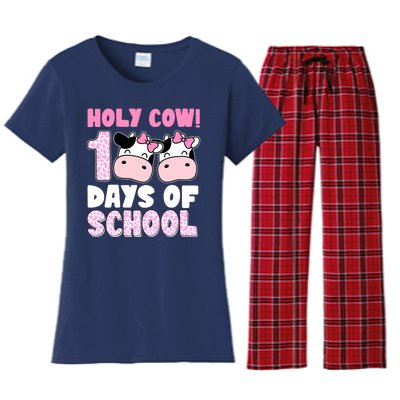 Holy Cow 100 Days Of School Funny Cute Women's Flannel Pajama Set