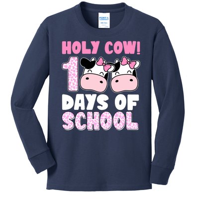 Holy Cow 100 Days Of School Funny Cute Kids Long Sleeve Shirt