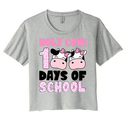 Holy Cow 100 Days Of School Funny Cute Women's Crop Top Tee