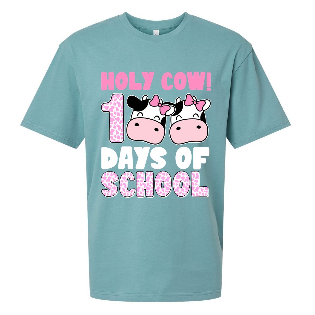 Holy Cow 100 Days Of School Funny Cute Sueded Cloud Jersey T-Shirt