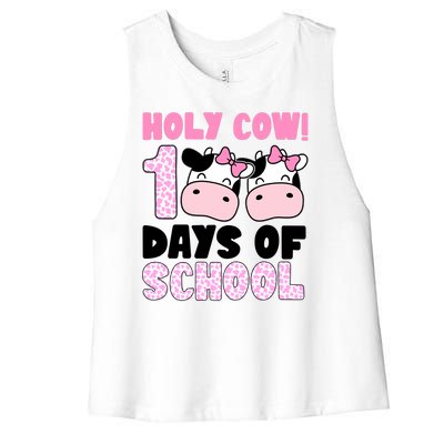 Holy Cow 100 Days Of School Funny Cute Women's Racerback Cropped Tank