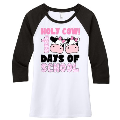 Holy Cow 100 Days Of School Funny Cute Women's Tri-Blend 3/4-Sleeve Raglan Shirt