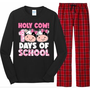 Holy Cow 100 Days Of School Teachers Students Girl Wo Long Sleeve Pajama Set