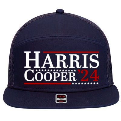 Harris Cooper 2024 For President Kamala Harris Roy Cooper 7 Panel Mesh Trucker Snapback Hat