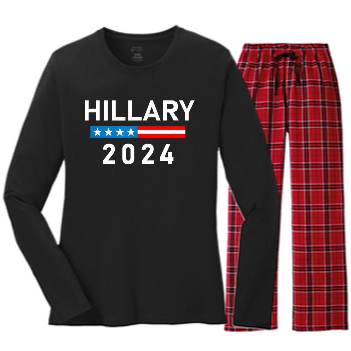 Hillary Clinton 2024 Hillary Clinton For President Women's Long Sleeve Flannel Pajama Set 