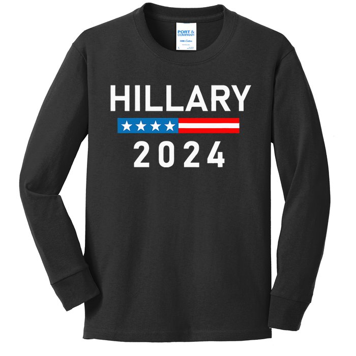 Hillary Clinton 2024 Hillary Clinton For President Kids Long Sleeve Shirt