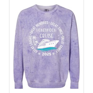 Honeymoon Cruise 2025 Just Married Matching Couple Vacation Colorblast Crewneck Sweatshirt