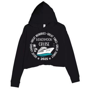 Honeymoon Cruise 2025 Just Married Matching Couple Vacation Crop Fleece Hoodie