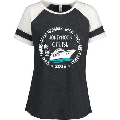 Honeymoon Cruise 2025 Just Married Matching Couple Vacation Enza Ladies Jersey Colorblock Tee