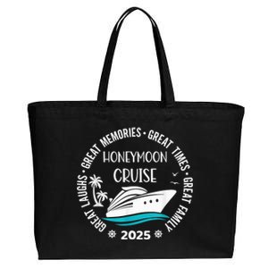 Honeymoon Cruise 2025 Just Married Matching Couple Vacation Cotton Canvas Jumbo Tote