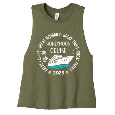 Honeymoon Cruise 2025 Just Married Matching Couple Vacation Women's Racerback Cropped Tank