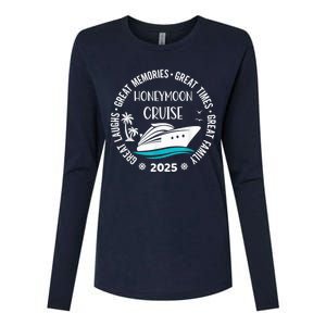 Honeymoon Cruise 2025 Just Married Matching Couple Vacation Womens Cotton Relaxed Long Sleeve T-Shirt