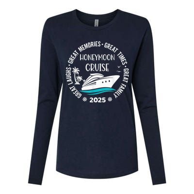 Honeymoon Cruise 2025 Just Married Matching Couple Vacation Womens Cotton Relaxed Long Sleeve T-Shirt