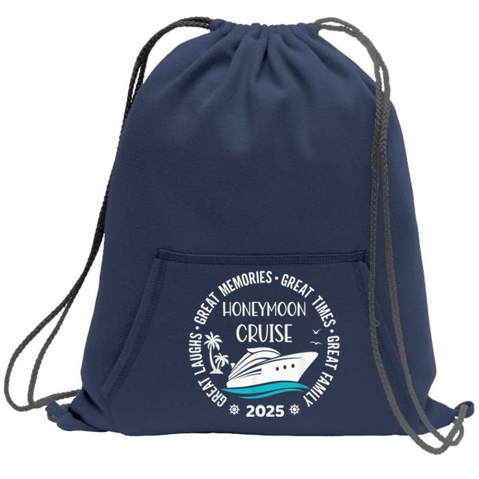 Honeymoon Cruise 2025 Just Married Matching Couple Vacation Sweatshirt Cinch Pack Bag