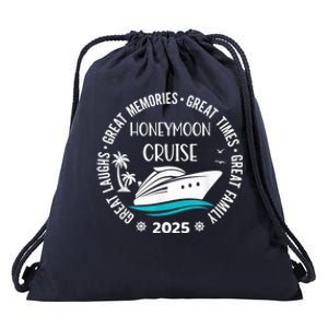 Honeymoon Cruise 2025 Just Married Matching Couple Vacation Drawstring Bag