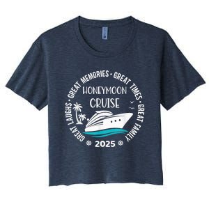 Honeymoon Cruise 2025 Just Married Matching Couple Vacation Women's Crop Top Tee