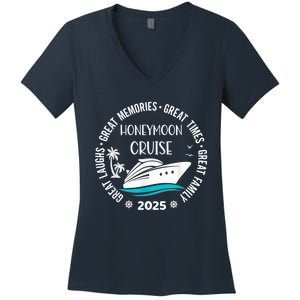 Honeymoon Cruise 2025 Just Married Matching Couple Vacation Women's V-Neck T-Shirt