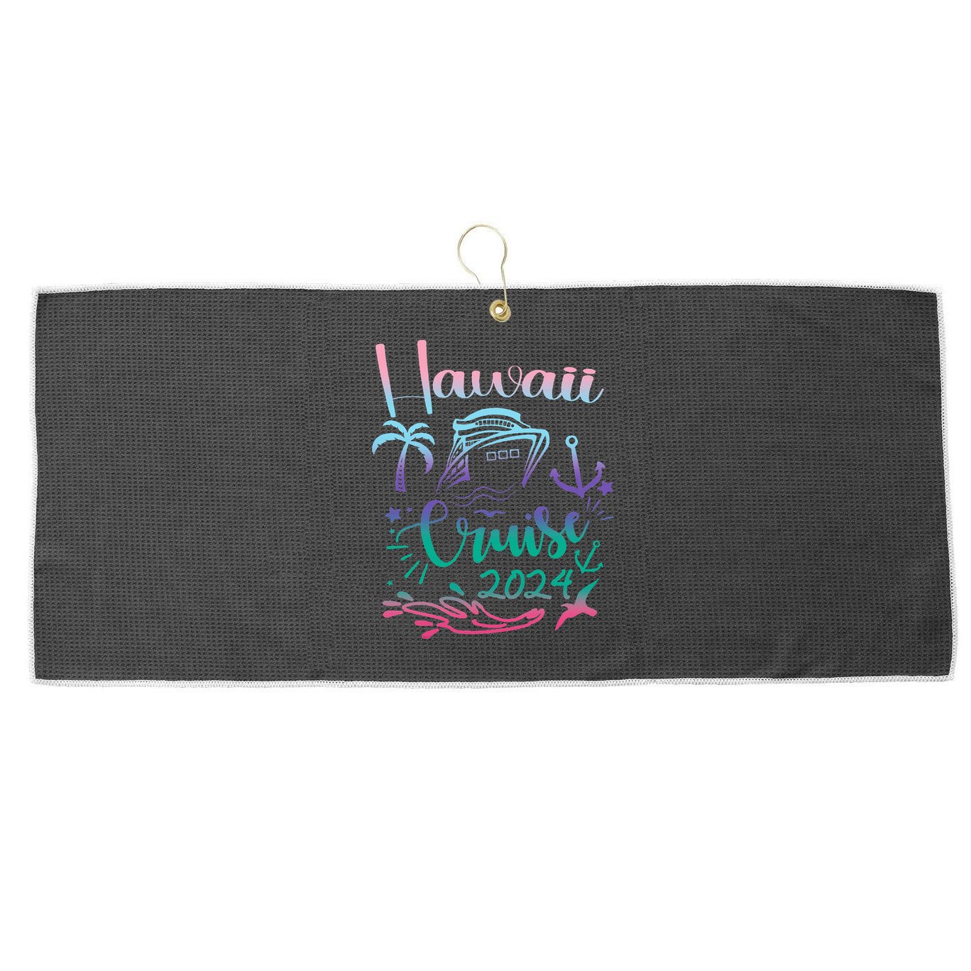 Hawaii Cruise 2024 Family Group Vacation Matching  Large Microfiber Waffle Golf Towel