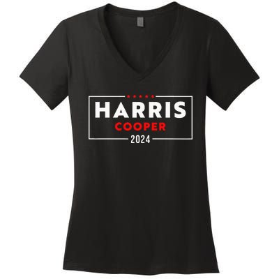 Harris Cooper 2024 Kamala Harris Roy Cooper Democrat Women's V-Neck T-Shirt