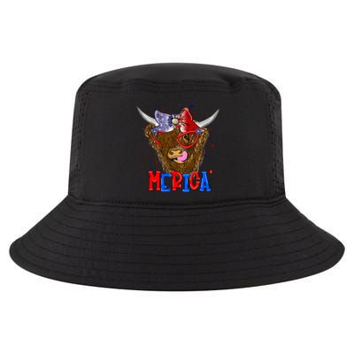 Highland Cow 4th Of July Cow With Bandana Us Flag Patriotic Meaningful Gift Cool Comfort Performance Bucket Hat