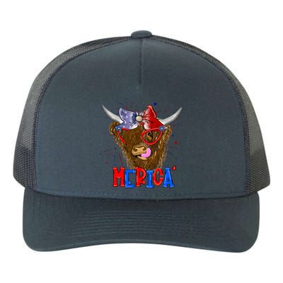 Highland Cow 4th Of July Cow With Bandana Us Flag Patriotic Meaningful Gift Yupoong Adult 5-Panel Trucker Hat