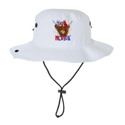 Highland Cow 4th Of July Cow With Bandana Us Flag Patriotic Meaningful Gift Legacy Cool Fit Booney Bucket Hat