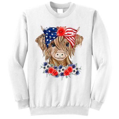 Highland Cow 4th Of July American Flag Independence Day Sweatshirt