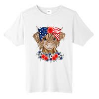 Highland Cow 4th Of July American Flag Independence Day Tall Fusion ChromaSoft Performance T-Shirt