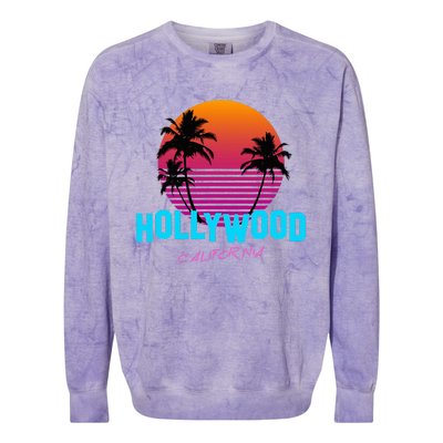 Hollywood California 80s Sunset Colorblast Crewneck Sweatshirt