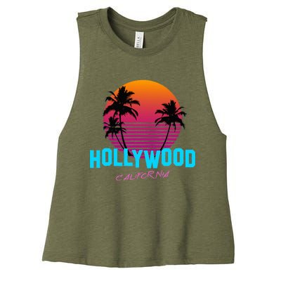 Hollywood California 80s Sunset Women's Racerback Cropped Tank