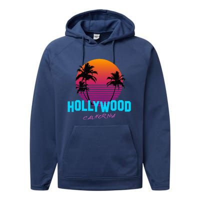 Hollywood California 80s Sunset Performance Fleece Hoodie