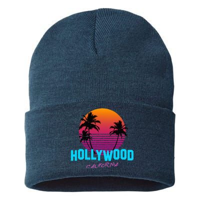 Hollywood California 80s Sunset Sustainable Knit Beanie