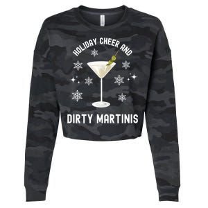 Holiday Cheer And Dirty Martinis Christmas Cocktail Xmas Gift Cropped Pullover Crew