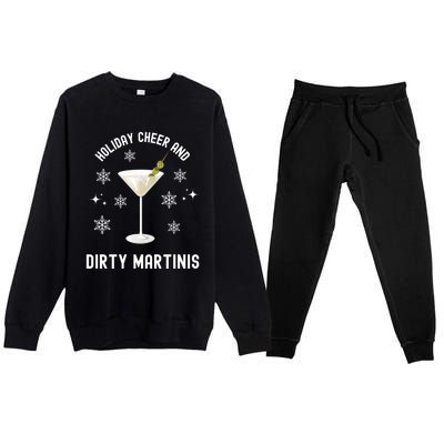 Holiday Cheer And Dirty Martinis Christmas Cocktail Xmas Gift Premium Crewneck Sweatsuit Set