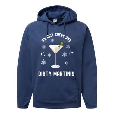 Holiday Cheer And Dirty Martinis Christmas Cocktail Xmas Gift Performance Fleece Hoodie