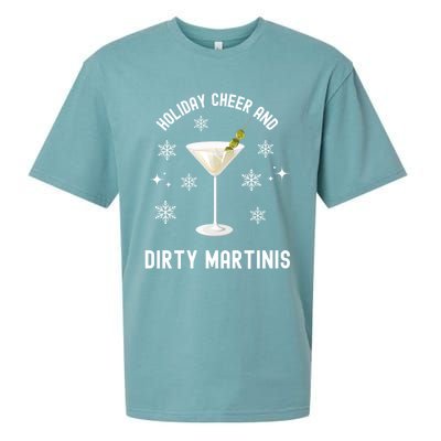 Holiday Cheer And Dirty Martinis Christmas Cocktail Xmas Gift Sueded Cloud Jersey T-Shirt